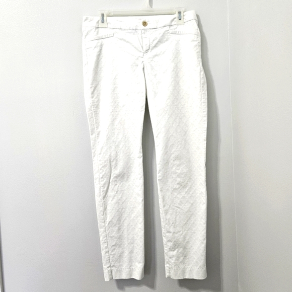 Lilly Pulitzer Kelly Womens Textured Ankle Skinny Pant Cottagecore White Small 4 - Picture 2 of 9